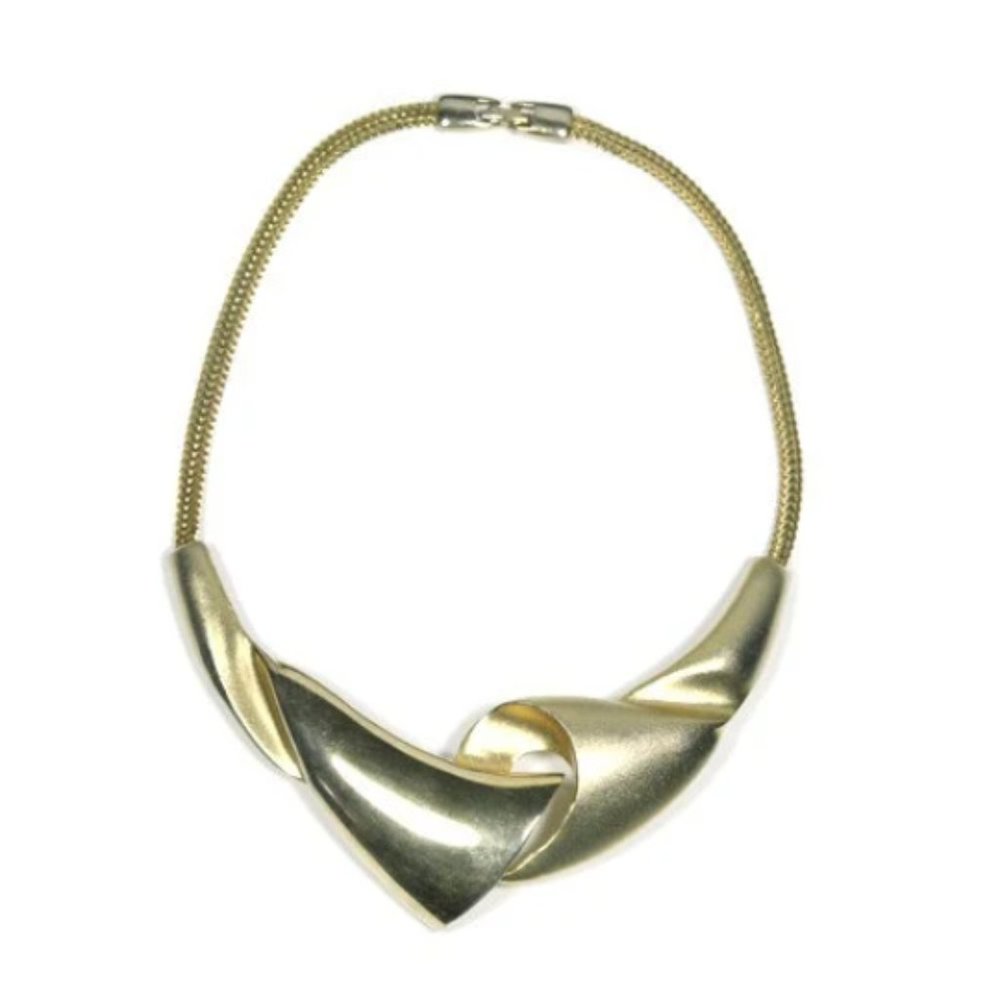 Vintage 80s Gold Modernist Necklace